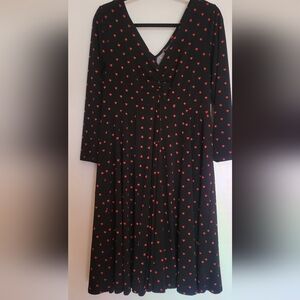 Torrid Black and Red A-line Dress V-neck 3/4 Sleeve